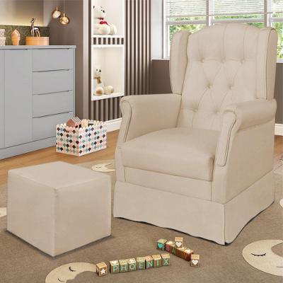 Poltrona De Amamentação Com Balanço E Puff Elyra Suede P02 - D'rossi Bege