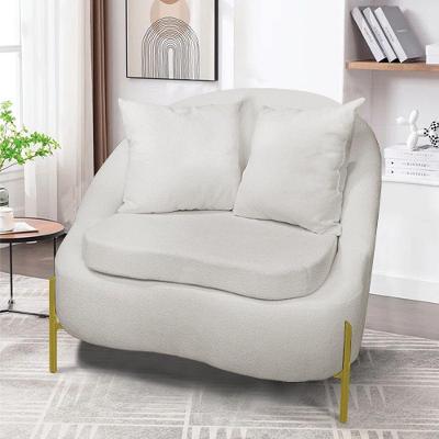 Poltrona Decorativa Orgânica Pé De Metal Dourado Zaya Bouclê C05 - D'rossi Off White