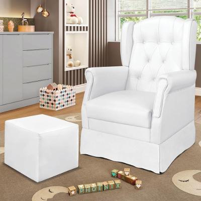 Poltrona De Amamentação Com Balanço E Puff Elyra Sintético P02 - D'rossi Branco