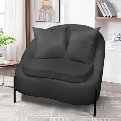 Poltrona Decorativa Orgânica Pé De Metal Preto Zaya Bouclê C05 - D'rossi Grafite