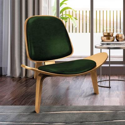 Poltrona Decorativa Base De Madeira Shell Sintético Pu P01 - D'rossi Verde