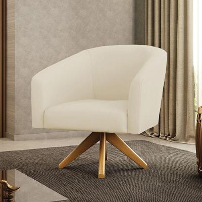 Poltrona Decorativa Stella Giratória Veludo Cotelê Bege D'Rossi