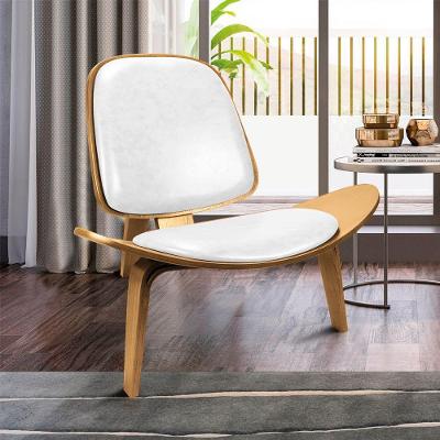 Poltrona Decorativa Base De Madeira Shell Sintético Pu Branco P01 - D'rossi