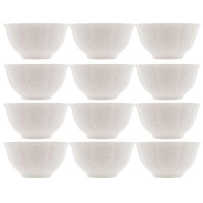 Jogo 12 Bowl Tigela De Cerâmica New Bone Butterfly Flower Borboleta Flores 14cm Lyor