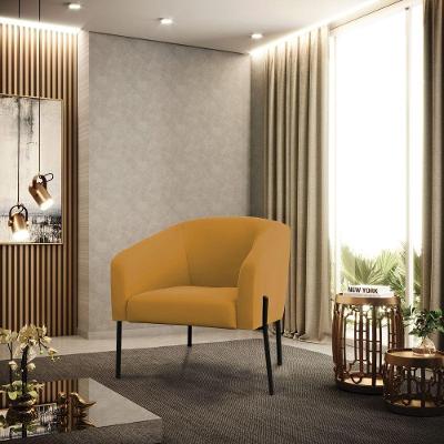 Poltrona Sala Decorativa Stella Pé De Aço Preto Veludo Mostarda D03 - D'rossi