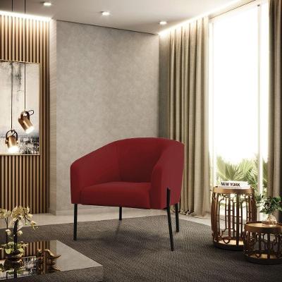 Poltrona Sala Decorativa Stella Pé De Aço Preto Veludo Marsala D03 - D'rossi