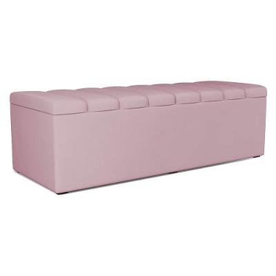 Recamier Calcadeira Bau 140 Cm Dalia Suede Rose Artte Rose