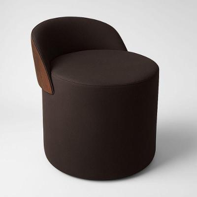 Puff Encosto Corino Suede Redondo Confortável Sala Moderno Cor:marrom