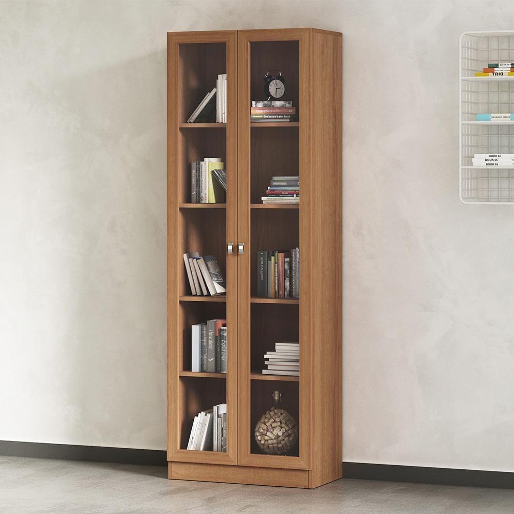 Kit 2 Estantes 2 Portas 4 Prateleiras 171X59Cm Amêndoa - 7