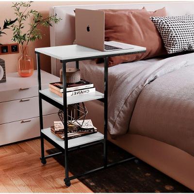 Mesa Auxiliar Rodízios 3 Prateleiras 80x60x36cm Branco