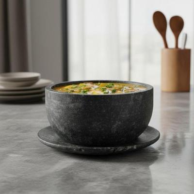 Kit 10 Cumbucas Bowl Pedra Sabão Com Prato 350 Ml