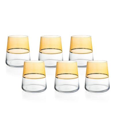 Jogo De Copos Copa E Cia 6 Peças Duo Filetado Ouro 380 Ml Em Vidro âmbar