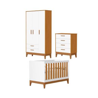 Jogo De Quarto Para Bebe Completo 3 Portas Flip Branco Com Savana