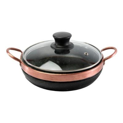 Frigideira De Pedra Sabão 20 Cm Com Tampa De Vidro