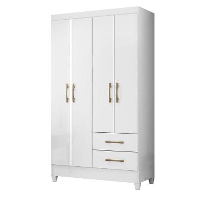 Guarda Roupa Casal Roupeiro Quarto Chile 4 Portas Branco Acetinado - Moval