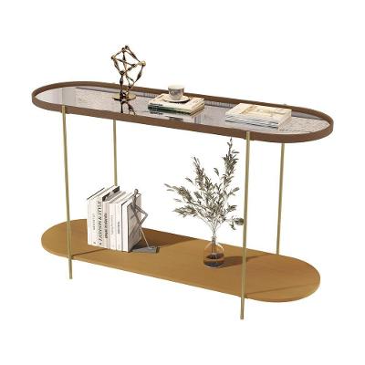Buffet Aparador Alamanda Castanho Com Nature Pe Dourado - Moveis Jb