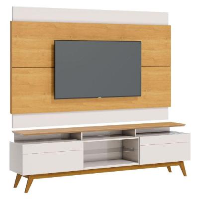 Rack Com Painel Classic +2g 1.8 Nature Com Off White - Imcal Móveis