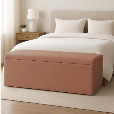 Calçadeira Baú Estofada Solteiro 0,90m Vancouver Boucle Luxo - Pallazio Cor Terracota