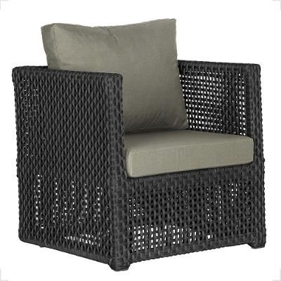 1 Poltrona Madri Alumínio Corda Náutica Estofado 8 Trama Preto