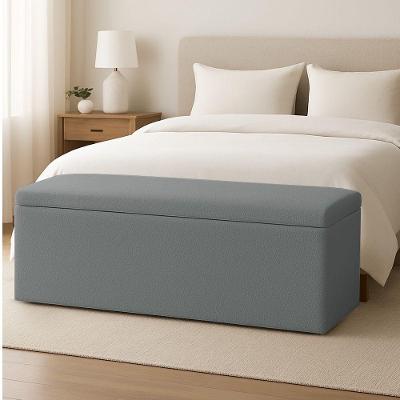 Calçadeira Baú Estofada Solteiro 0,90m Vancouver Boucle Luxo - Pallazio Cor Grafite