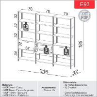Kit 3 Estantes 5 Prateleiras 2 Gavetas 185X73Cm Freijó Preto