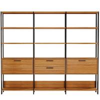 Kit 3 Estantes 5 Prateleiras 2 Gavetas 185X73Cm Freijó Preto - 5