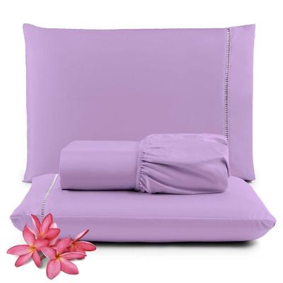 Jogo De Lençol Casal Sublime Palito 400 Fios Micropercal Toque De Algodão 3 Peças Lilas - 100% Poliester
