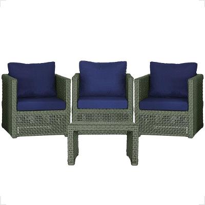 Mesa E 3 Poltronas Madri Corda Náutica Estofado 10 Trama Verde