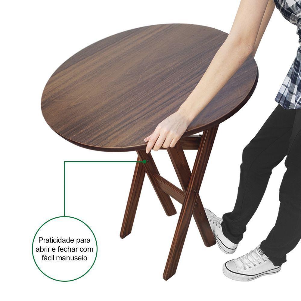 Kit 4 Mesas Dobráveis De Madeira Redonda 90cm Imbuia Cor: Marrom - 3