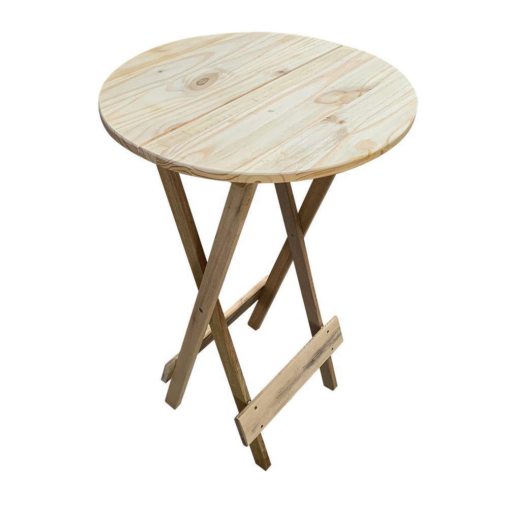 Mesa Bistrô Dobrável De Madeira Padrão - Sem Pintura/Crua - Marrom - 3