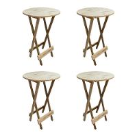 Kit 4 Mesas Bistrô Dobrável Em Madeira Padrão - Sem Pintura / Crua - Marrom - 1