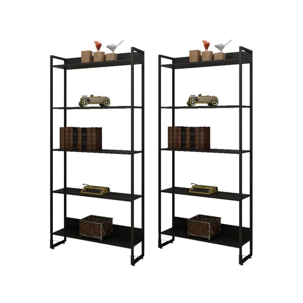 Kit 2 Estantes Multiuso Com 5 Prateleiras Preto - D´rossi - 1