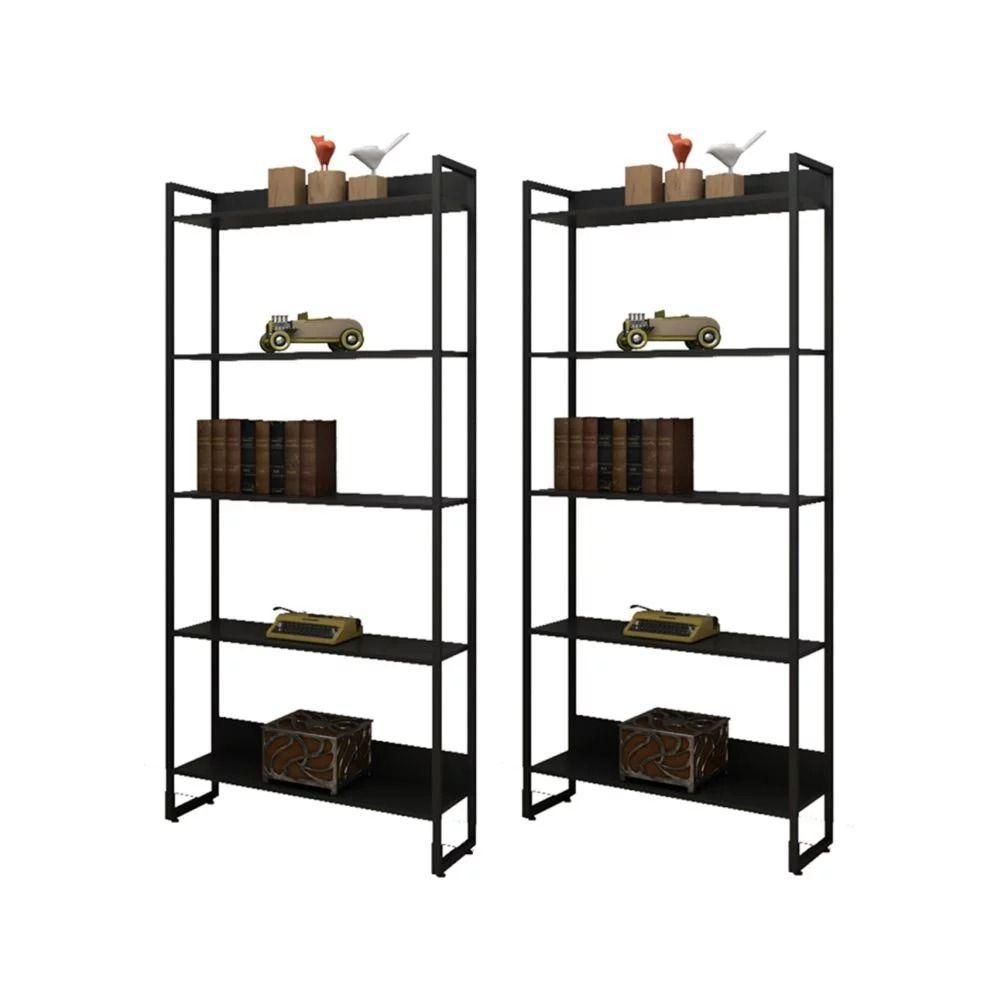 Kit 2 Estantes Multiuso Com 5 Prateleiras Preto - D´rossi - 4