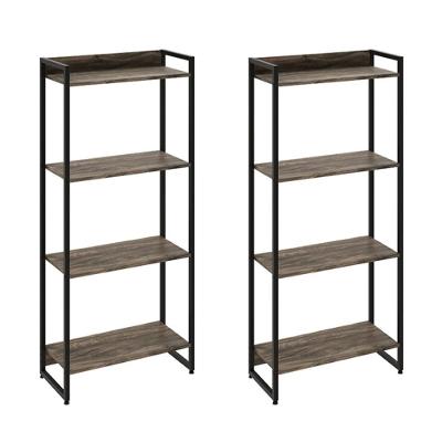 Kit 2 Estantes 4 Prateleiras 145X60Cm Carvalho Dark