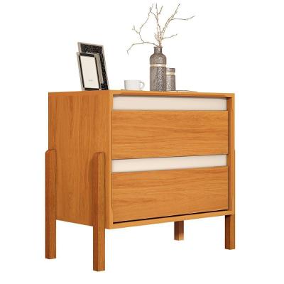 Mesa De Cabeceira Verona Com 2 Gavetas E Pés Madeira Maciça Nature/off White Nature/off White