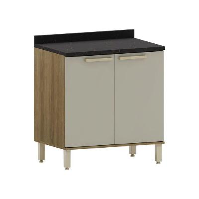 Balcão De Cozinha Com Tampo 80cm 2 Portas Isis Luciane Móvei Avelã/mocca Laca