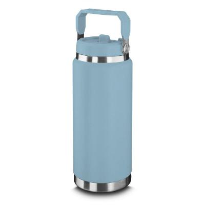 Garrafa Térmica Parede Dupla Em Aço Inox Azul 900ml Com Alça