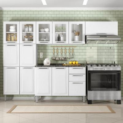 Cozinha Completa Tarsila 280cm Em Aço Branca Com Vidro