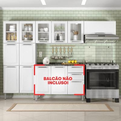 Cozinha Completa Tarsila 280cm Em Aço Branca Com Vidro