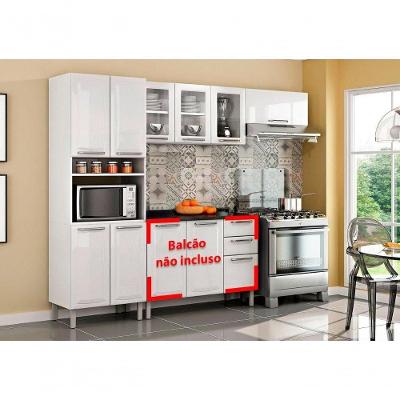 Cozinha Completa Branca Em Aço 3 Peças Tarsila Com 3 Vidros Com Entrada Para Forno