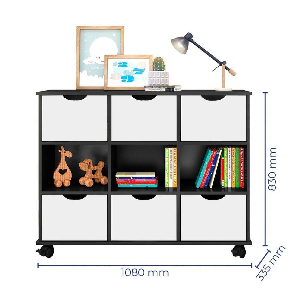 Nicho Organizador C/ 6 Gavetas Roterdã Q01 Preto/Branco - 5