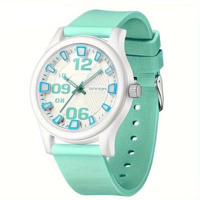 Relógio Feminino De Quartzo - à Prova D'água, Leve Com Pulseira De Silicone Lago Azul