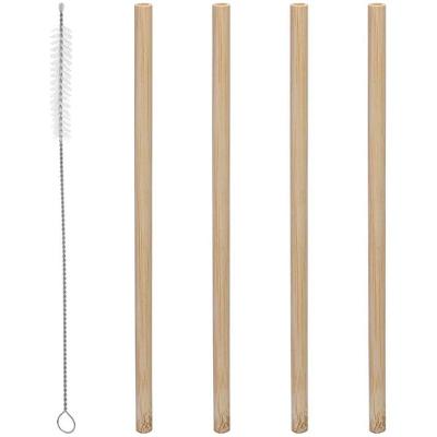 Conjunto 4 Canudos De Bambu Reutilizaveis Com Escova Para Limpeza 20cm
