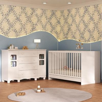 Berço 3 em 1 com Cômoda Luna Mp4750 2 Portas 4 Gavetas 133cm Branco Multimóveis