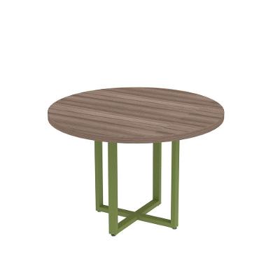 Mesa Reunião Redonda 1100pe40tub Walnut-verde Miró