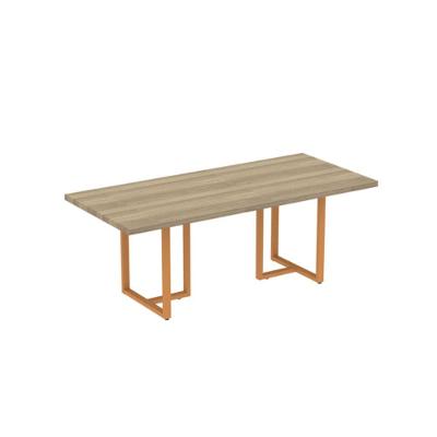 Mesa Reunião Retangular 2000x900mm Pe40tub Noce Naturalle-laranja Picasso