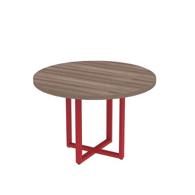 Mesa Reunião Redonda 1100pe40tub Walnut-vermelho