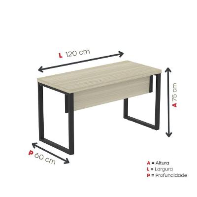 Mesa Escritório1200x600x750mm M1200pe40tub Castanheira Natural-preto