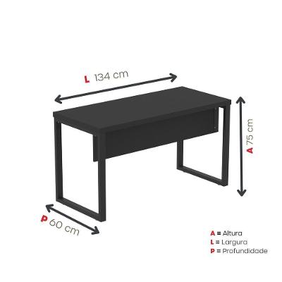 Mesa Escritório 1340x600x750mm M1340pe40tub Preto