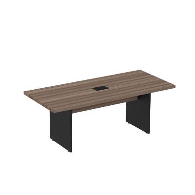 Mesa De Reunião Retangular Com Power Box 200x90cm Pe40 Preto-walnut